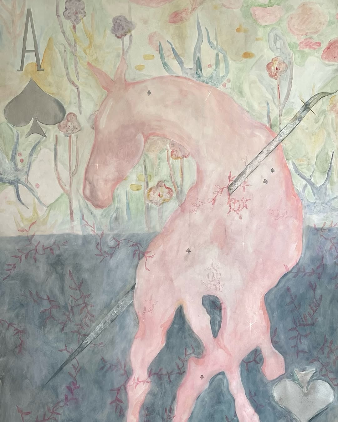 Red horse by Dora Lybak — Oil and acrylic on canvas
