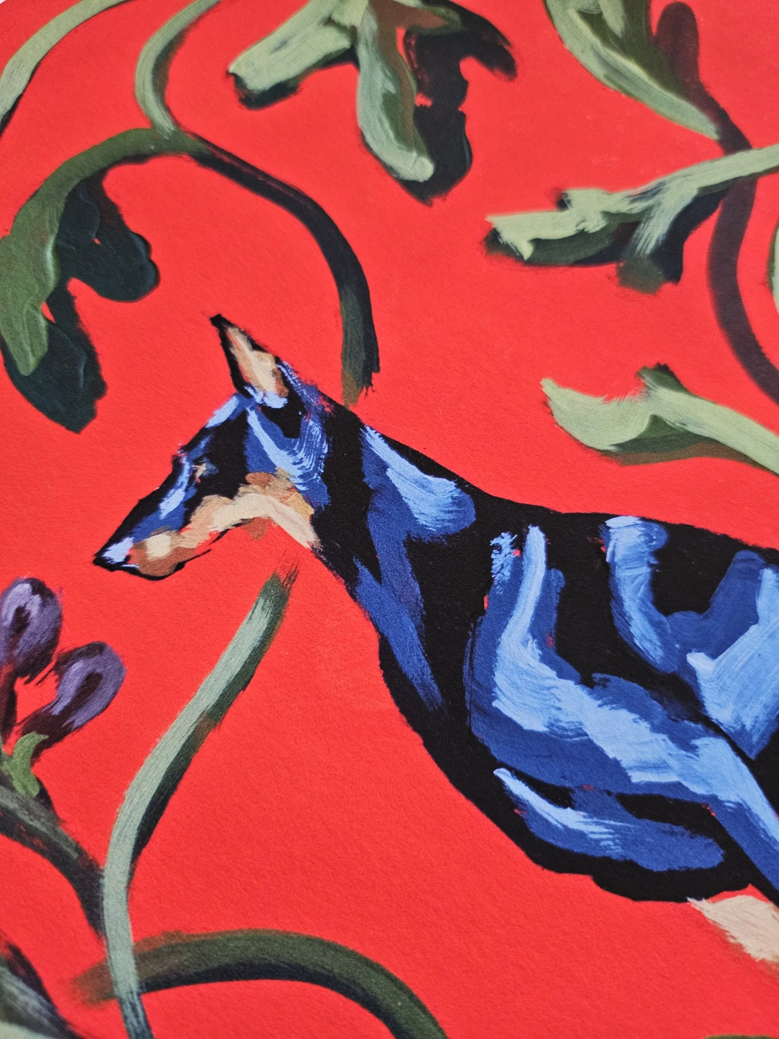 Dobermann Amongst Figs by Sylvie Baker